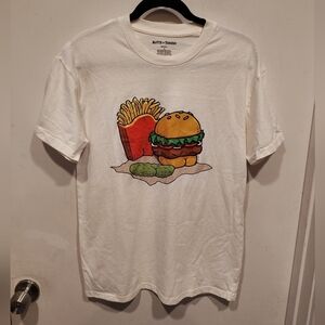 Butts On Things Burger & Fries Graphic T-shirt Sz M Funny Novelty Casual Unisex